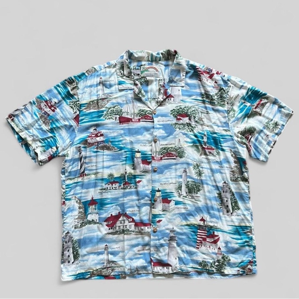 Vintage 80s-90s Paradise Found 100% Rayon Hawaii button shirt short sleeve XL